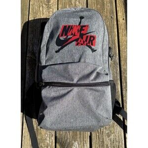 Nike Mens Gray Air Jordan Pockets Adjustable Shoulder Strap Backpack Size L
